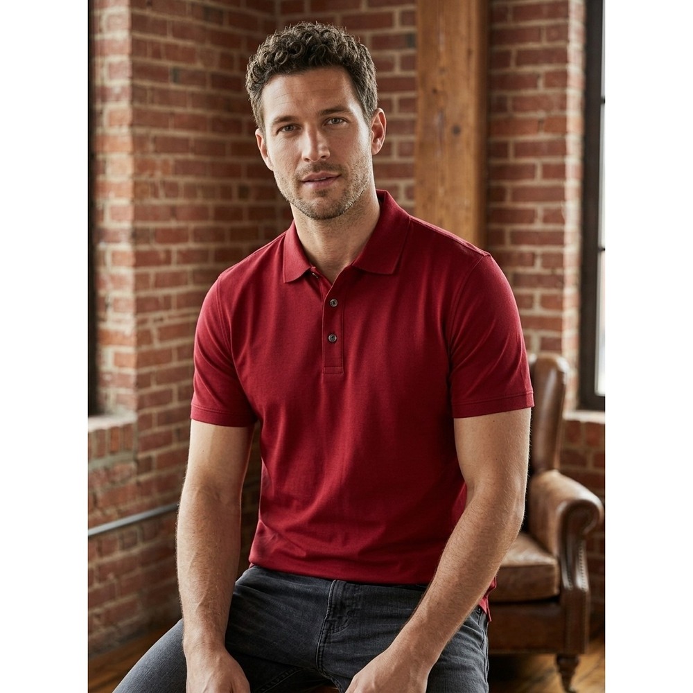 Michael Kors Mens Stretch Pima Cotton Polo Shirt Ruby Red CB95G8X3CG Large